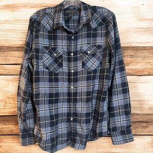 AMERICAN EAGLE Blue Plaid Button-Up Shirt